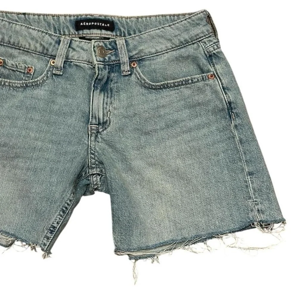 Aeropostale Distressed Light Blue Denim Baggy Cutoff Shorts
